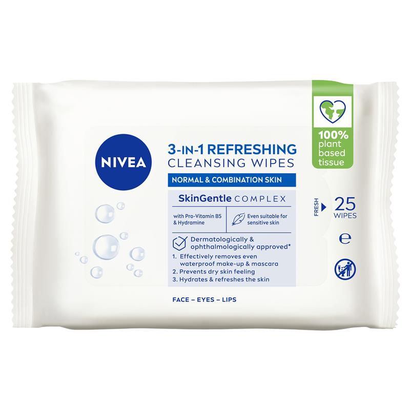 Khăn giấy tẩy trang Nivea 3in1 Refreshing Cleansing Normal & Combination Skin Wipes