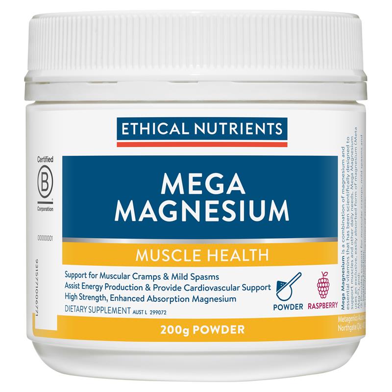 Bột uống bổ sung Magie hỗ trợ cơ bắp Ethical Nutrients Mega Magnesium vị Raspberry