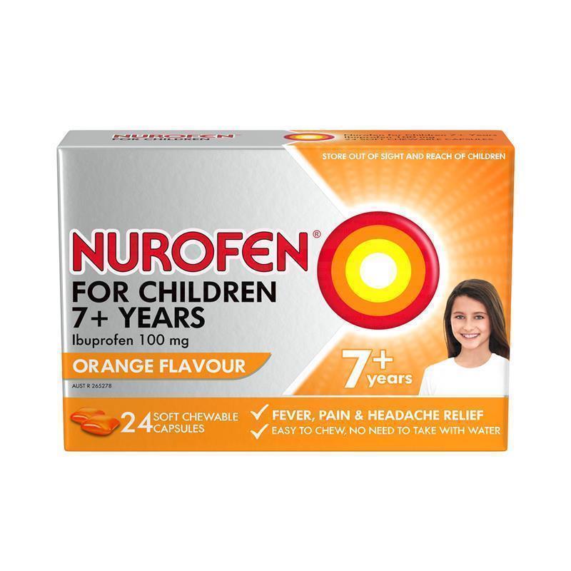 Siro hạ sốt giảm đau cho trẻ em Nurofen For Children 7+ Ibuprofen 100mg Orange