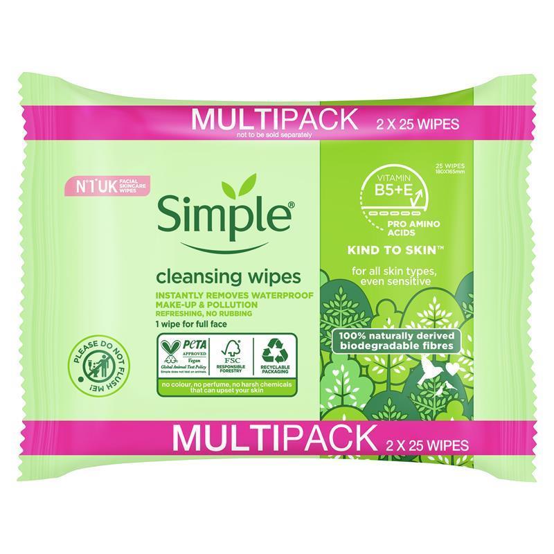 Khăn ướt tẩy trang Simple Biodegradable Cleansing Wipes