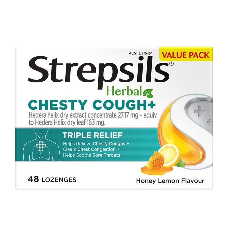 Viên ngậm giảm ho đờm Strepsils Herbal Chesty Cough+ Lozenges