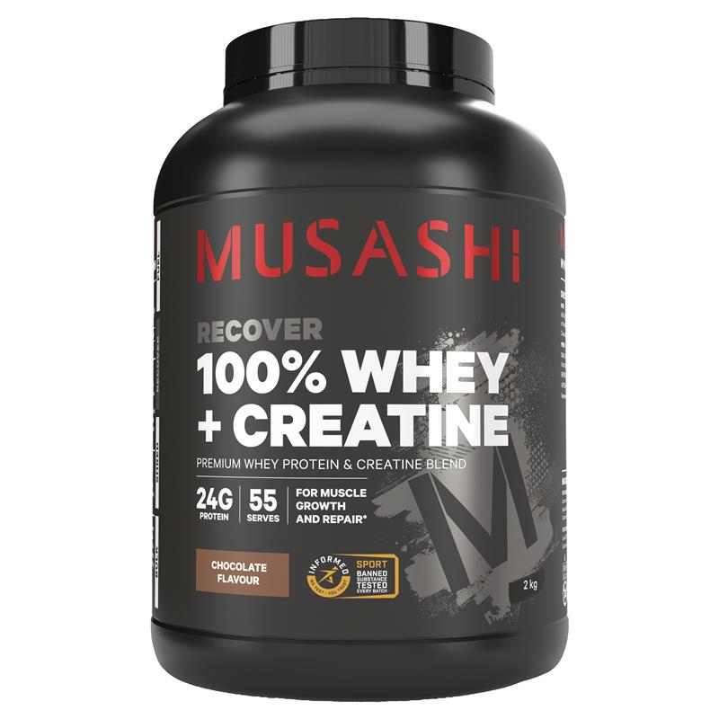 Bột uống hỗ trợ tăng cơ Musashi 100% Whey + Creatine