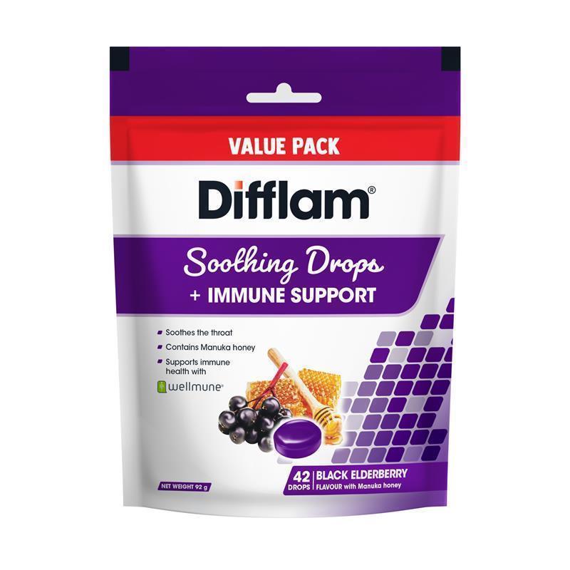 Viên ngậm dịu họng hỗ trợ miễn dịch Difflam Soothing Drops + Immune Support