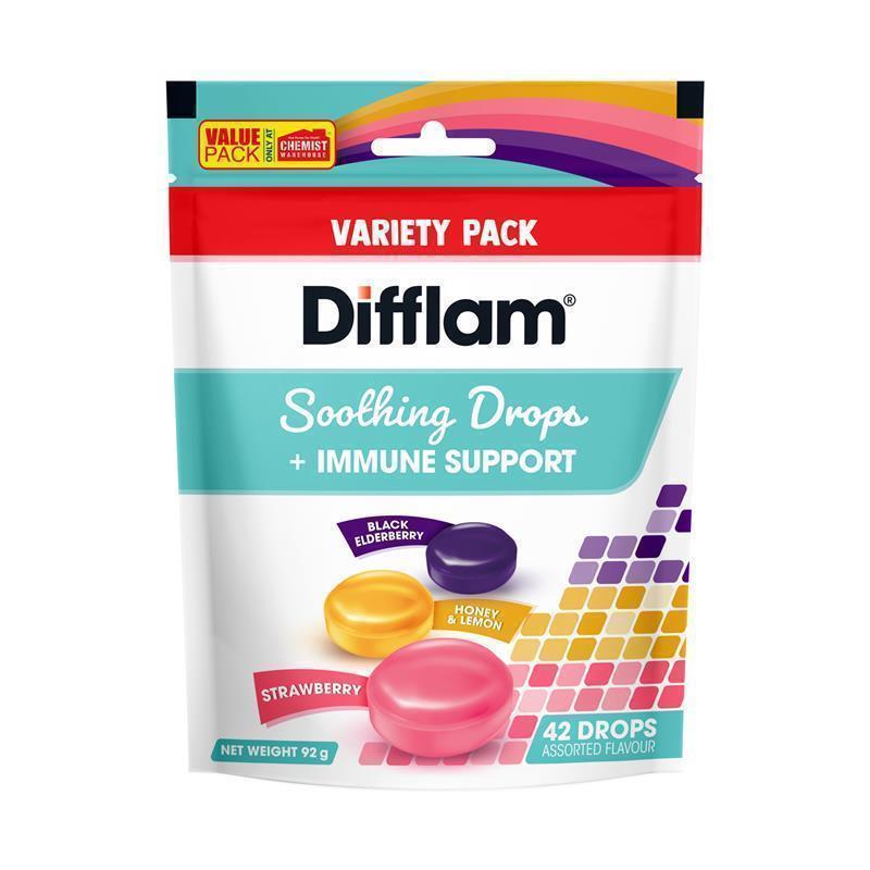Viên ngậm dịu họng hỗ trợ miễn dịch Difflam Soothing Drops + Immune Support
