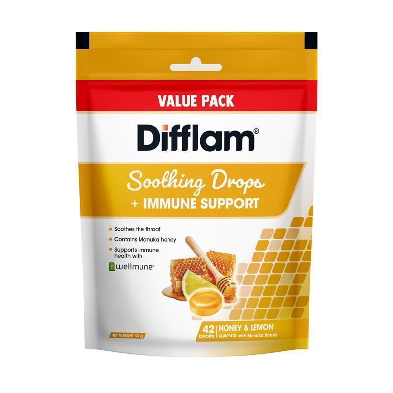 Viên ngậm dịu họng hỗ trợ miễn dịch Difflam Soothing Drops + Immune Support