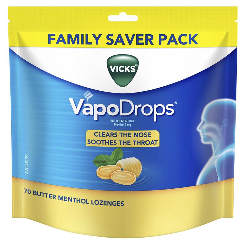 Viên ngậm giảm ho Vicks VapoDrops Butter Menthol