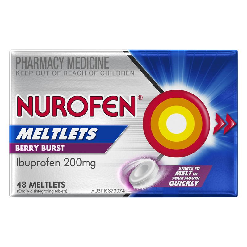 Viên ngậm giảm đau Nurofen Meltlets Pain Relief Berry Burst Ibuprofen 200mg