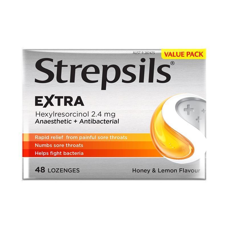 Viên ngậm giảm đau rát họng Strepsils Extra Sore Throat Pain Relief with Anaesthetic Lozenges