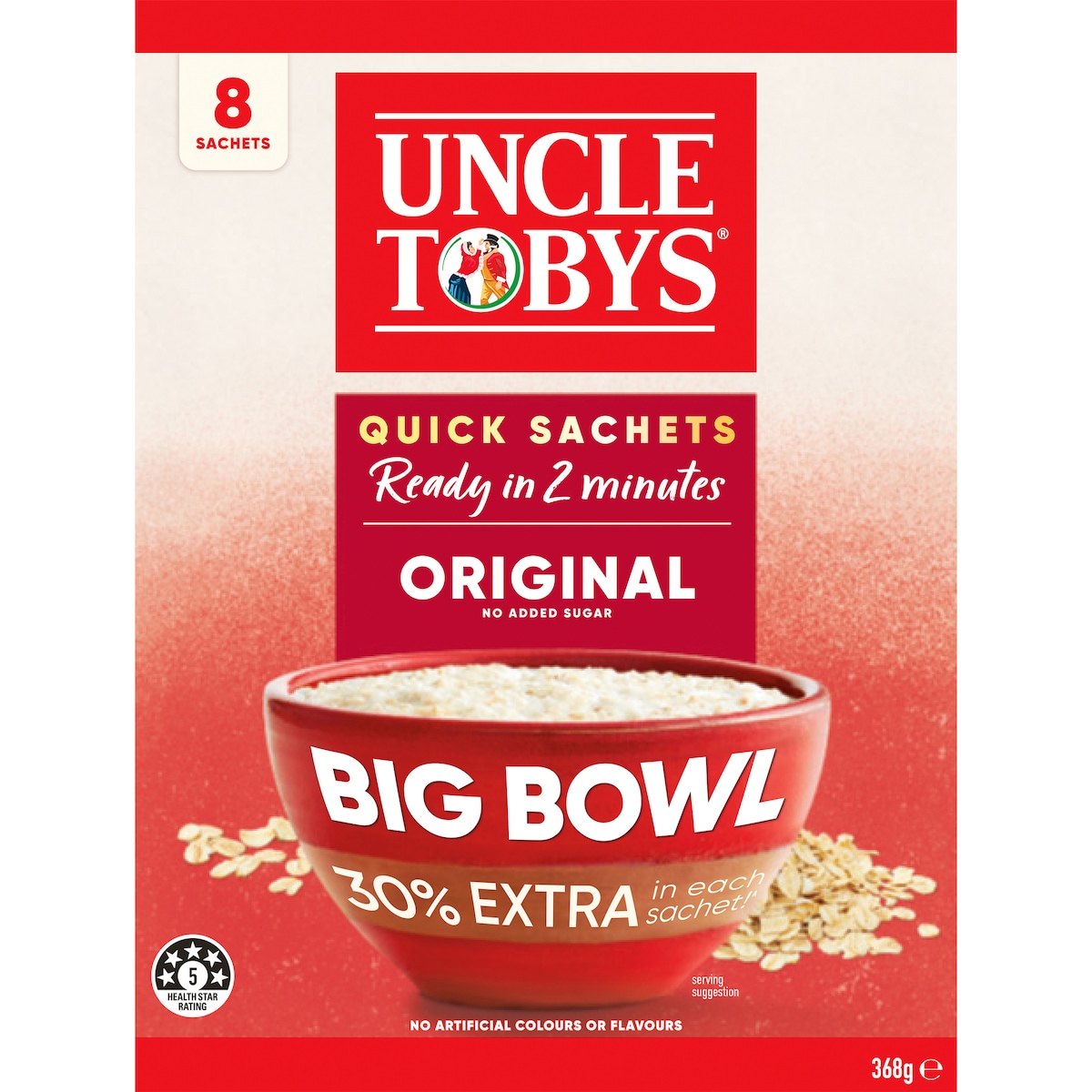 Yến mạch ăn liền Uncle Tobys Oats Quick Sachets Big Bowl Original 368g