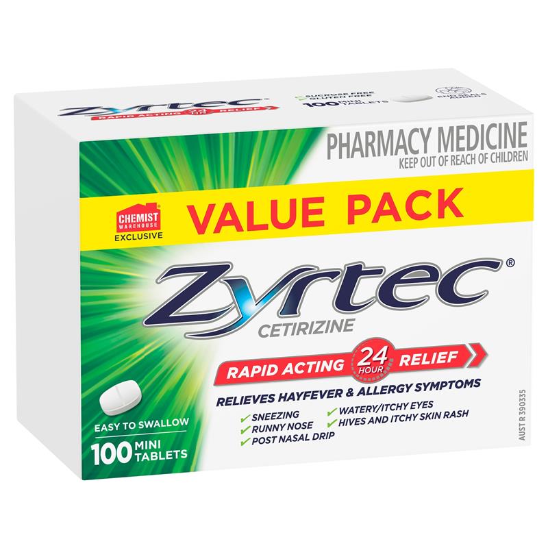 Viên uống giảm dị ứng và viêm mũi dị ứng Zyrtec Rapid Acting Antihistamine Allergy & Hayfever Mini Tablets