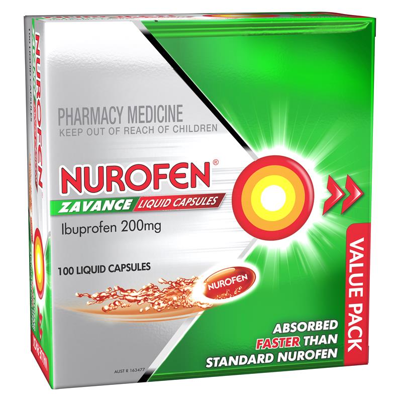 Viên uống giảm đau nhanh Nurofen Zavance Fast Pain Relief Liquid Capsules Ibuprofen 200mg