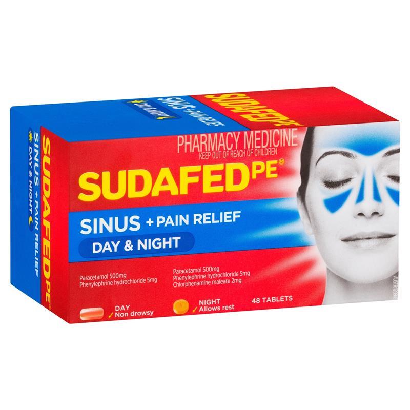 Viên uống giảm đau xoang ngày và đêm Sudafed PE Sinus + Pain Relief Day & Night Tablets