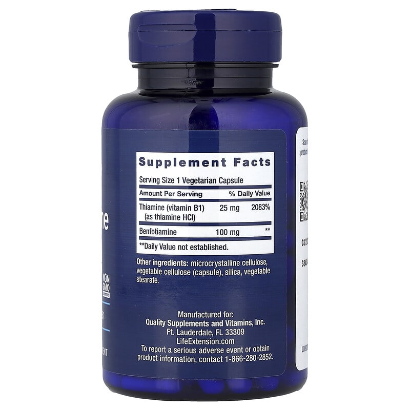 Viên uống hỗ trợ chuyển hóa đường huyết Life Extension Benfotiamine 100mg with Thiamine