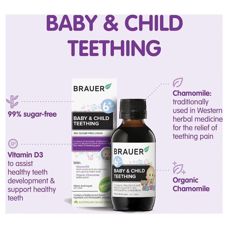 Siro giảm đau khi mọc răng Brauer Baby & Child Teething 100ml