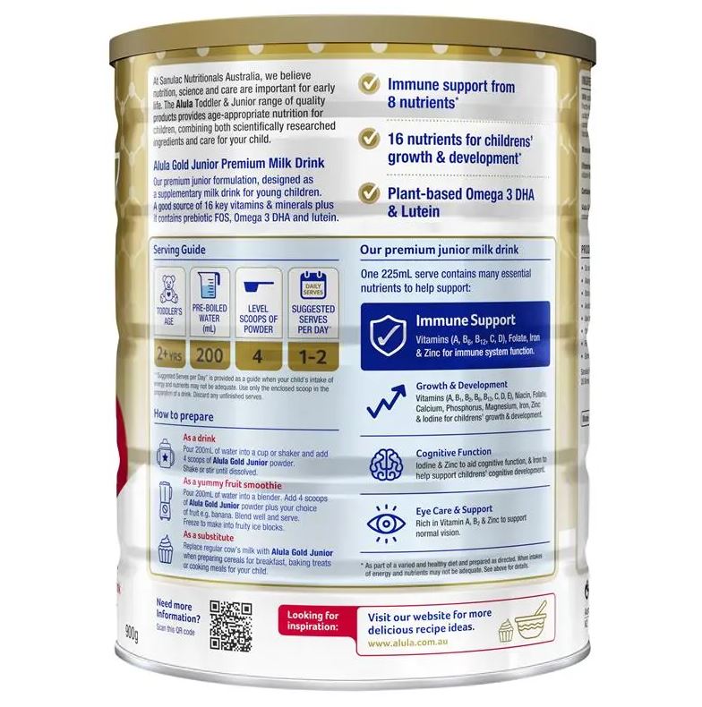 Sữa Alula Gold số 4 Junior của Úc 900g cho trẻ trên 2 tuổi