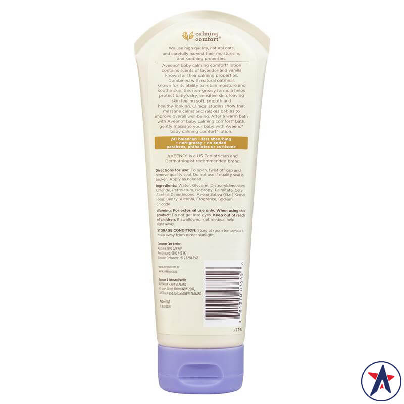 Aveeno Baby Lotion Calming Comfort Lavender Vanilla Scented 226ml
