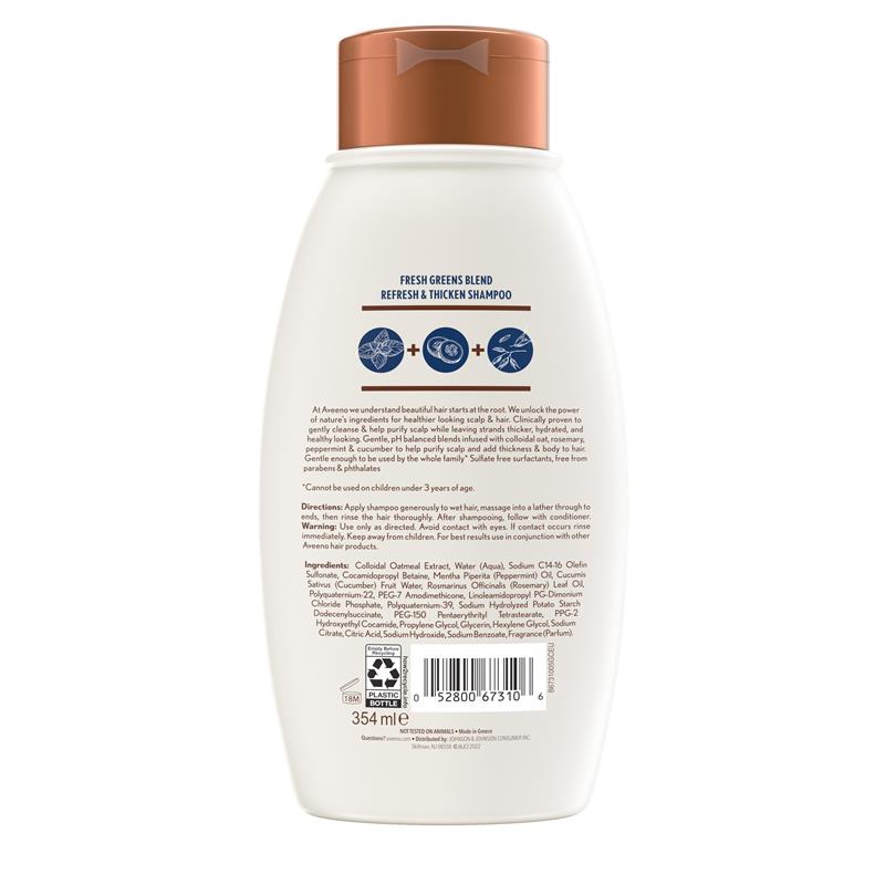 Dầu gội cho tóc mỏng Aveeno Fresh Greens Blend Natural Volumising Shampoo For Fine Hair