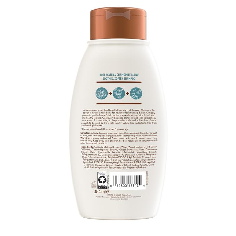 Dầu gội cho tóc khô Aveeno Rose Water & Chamomile Shampoo