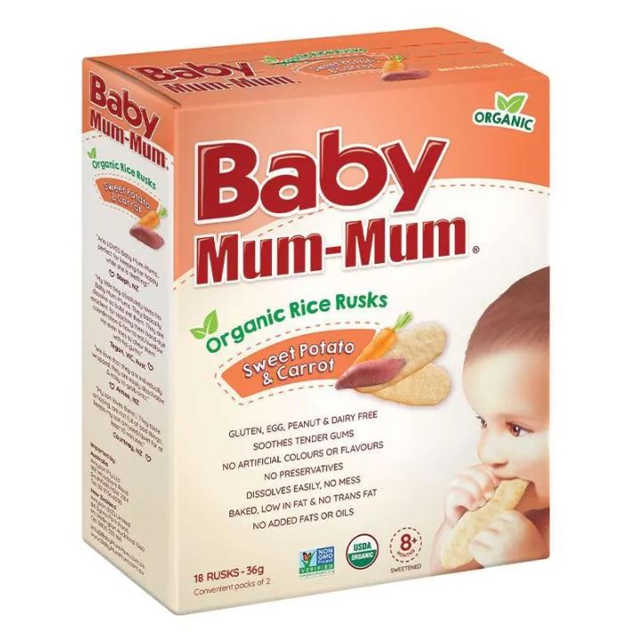 Bánh ăn dặm Baby Mum-Mum Rice Rusks Blueberry & Carrot Flavour