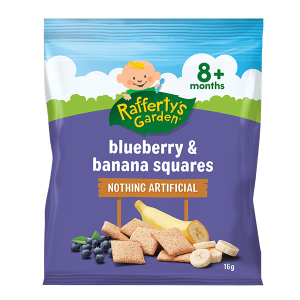 Bánh ăn dặm cho bé Rafferty's Garden Banana & Blueberry Squares | Mua hàng Úc tại Ausmart