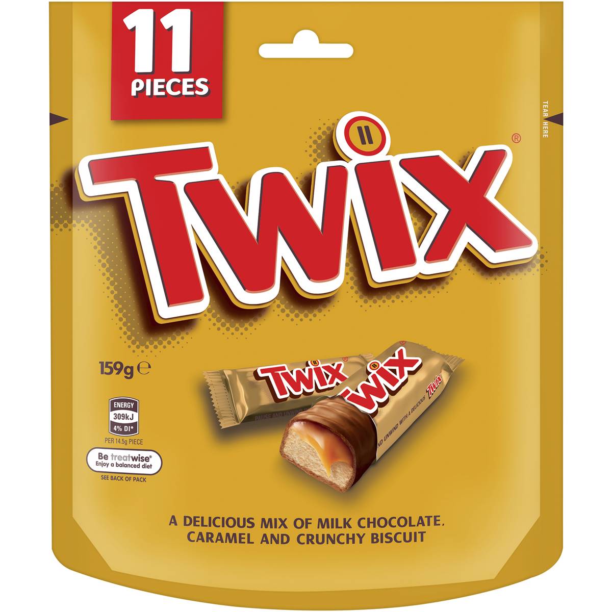 Bánh socola Twix Chocolate gói 11 miếng 159g