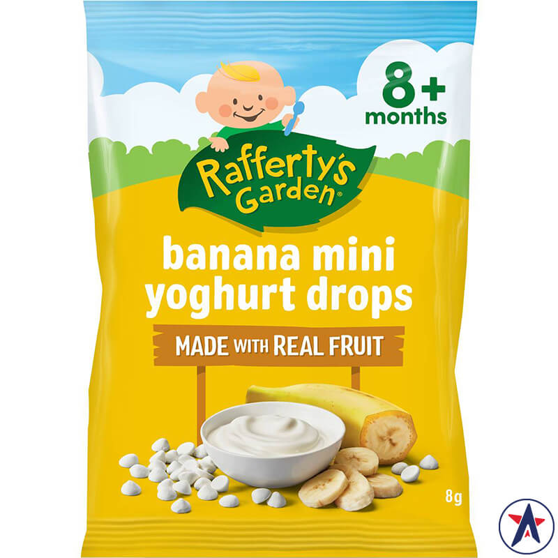 Bánh sữa chua cho bé Rafferty's Garden Banana Mini Yoghurt Drops 8g | Thương hiệu Úc chính hãng