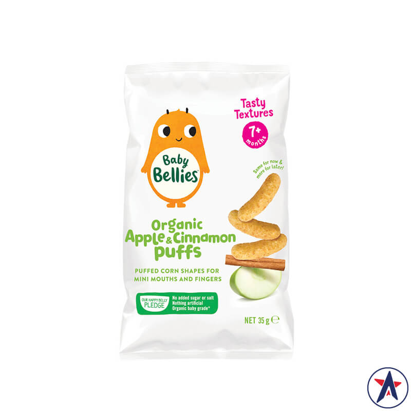 Bánh ăn dặm Baby Bellies Organic Apple & Cinnamon Puffs