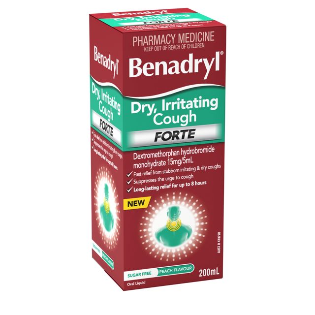 Siro ho khan Benadryl Dry Irritating Cough Forte 200ml