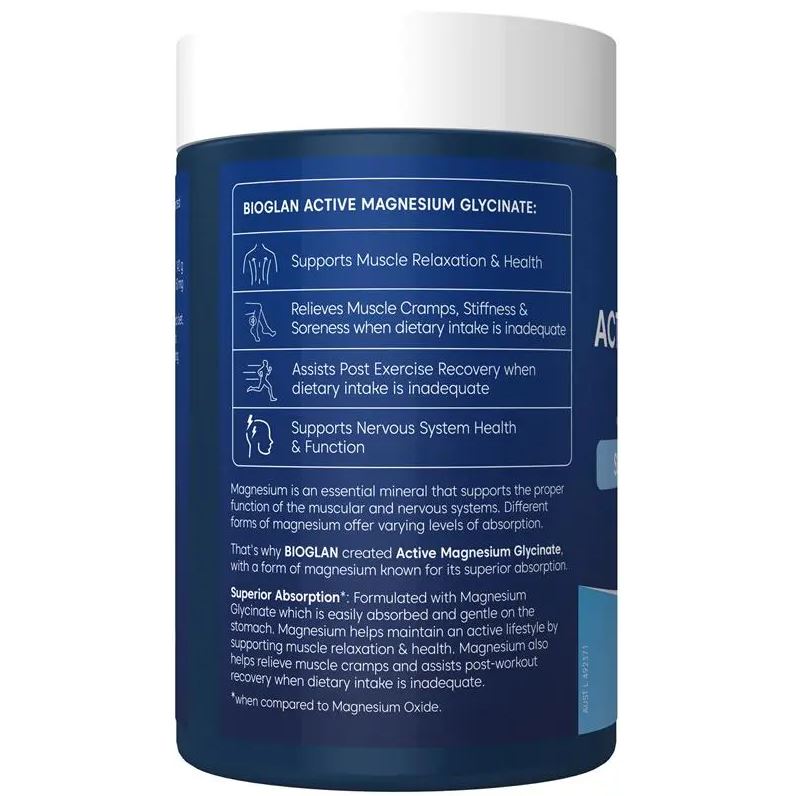 Viên uống bổ sung Magie hỗ trợ cơ bắp và hệ thần kinh Bioglan Active Magnesium Glycinate 200 viên