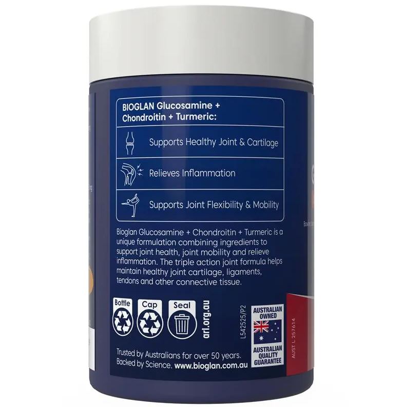 Viên uống bổ xương khớp Bioglan Glucosamine + Chondroitin + Turmeric 120 viên