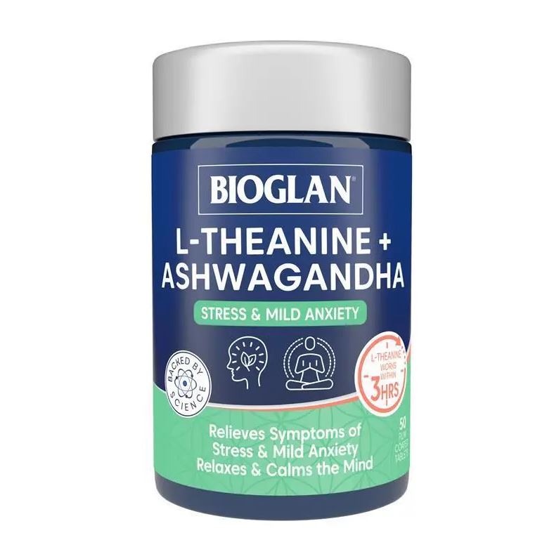 Viên uống hỗ trợ giảm căng thẳng & lo âu Bioglan L-Theanine + Ashwagandha 50 viên