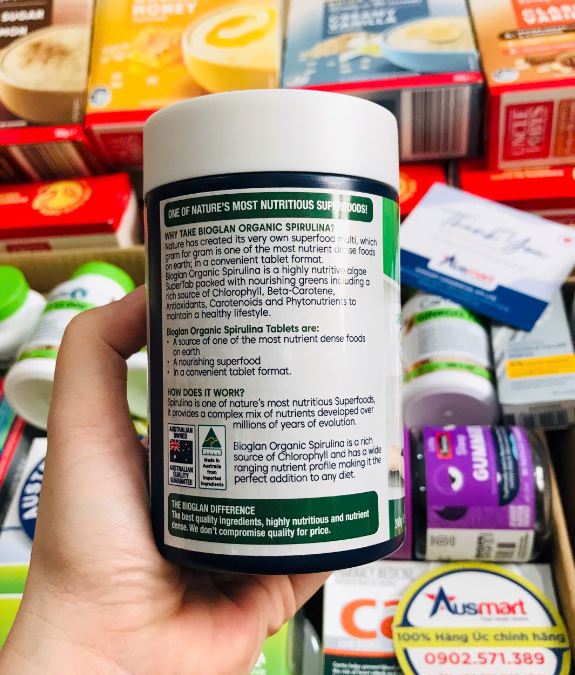 Tảo xoắn Bioglan Organic Spirulina 1000mg 200 viên