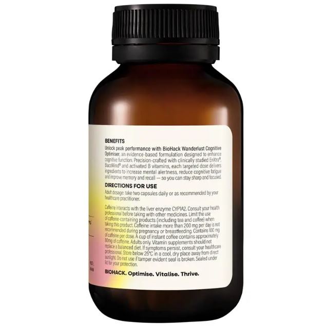 Viên bổ não, tăng tập trung & trí nhớ Wanderlust BioHack Cognitive Optimiser 60 viên