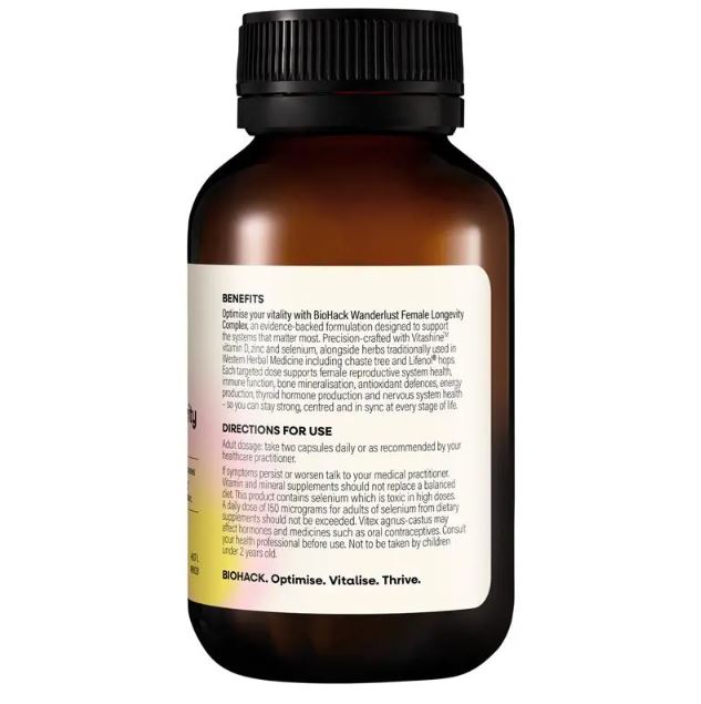 Viên uống hỗ trợ nội tiết tố và tăng năng lượng cho nữ Wanderlust BioHack Female Longevity Complex 60 viên