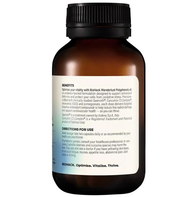 Viên uống chống oxy hoá BioHack Wanderlust Polyphenols x5 60 viên