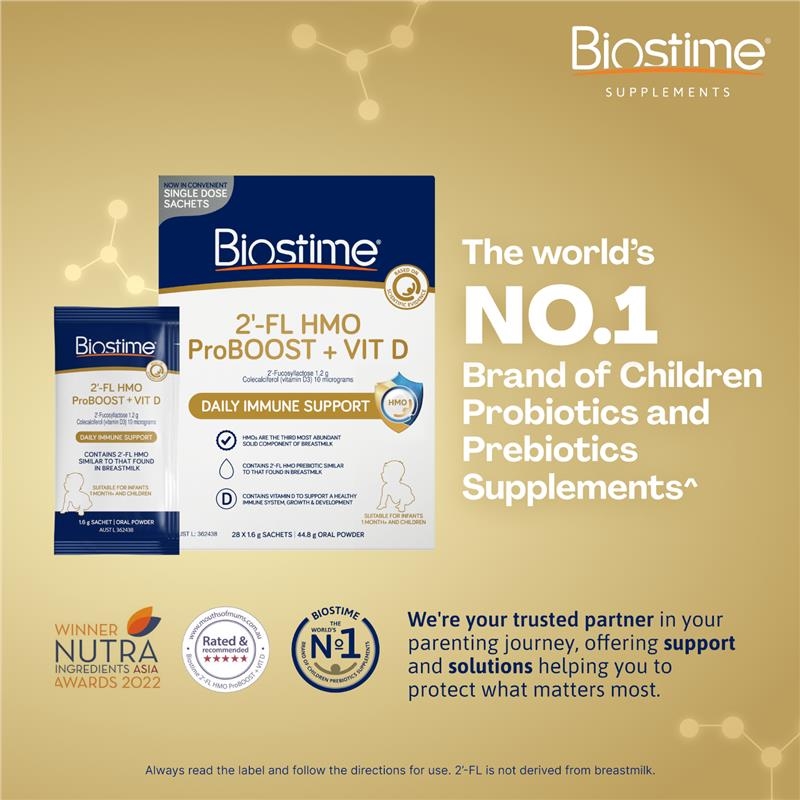 Bột tăng đề kháng cho bé Biostime 2 FL HMO ProBOOST + VIT D 1.6g x 28 gói