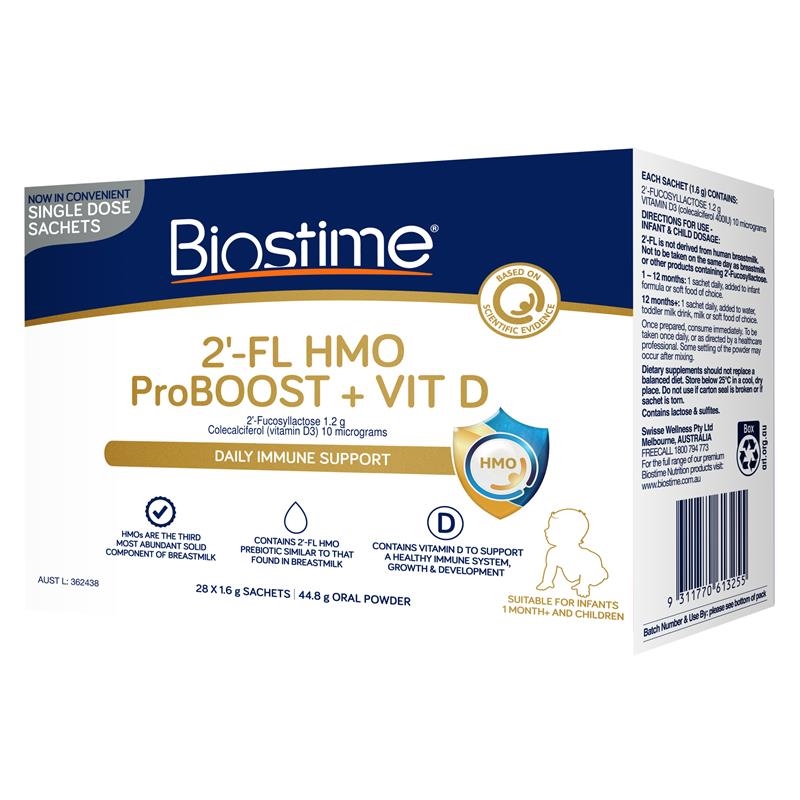 Bột tăng đề kháng cho bé Biostime 2 FL HMO ProBOOST + VIT D 1.6g x 28 gói