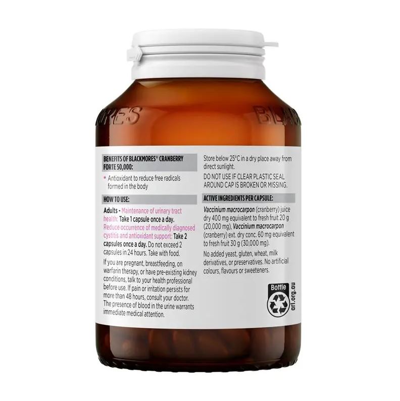 Blackmores Cranberry Forte 50000mg hỗ trợ đường tiết niệu