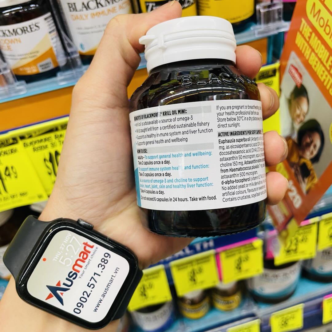 Dầu nhuyễn thể viên nhỏ Blackmores Krill Oil Mini 60 viên