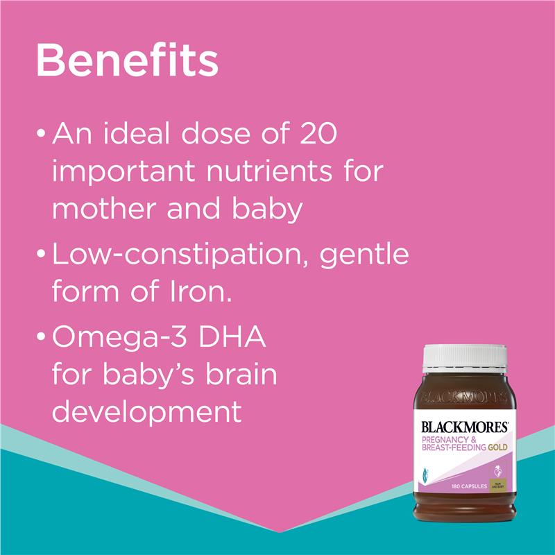 Blackmores Pregnancy & Breast Feeding Gold cho bà bầu 180 viên | Nhập khẩu từ Úc
