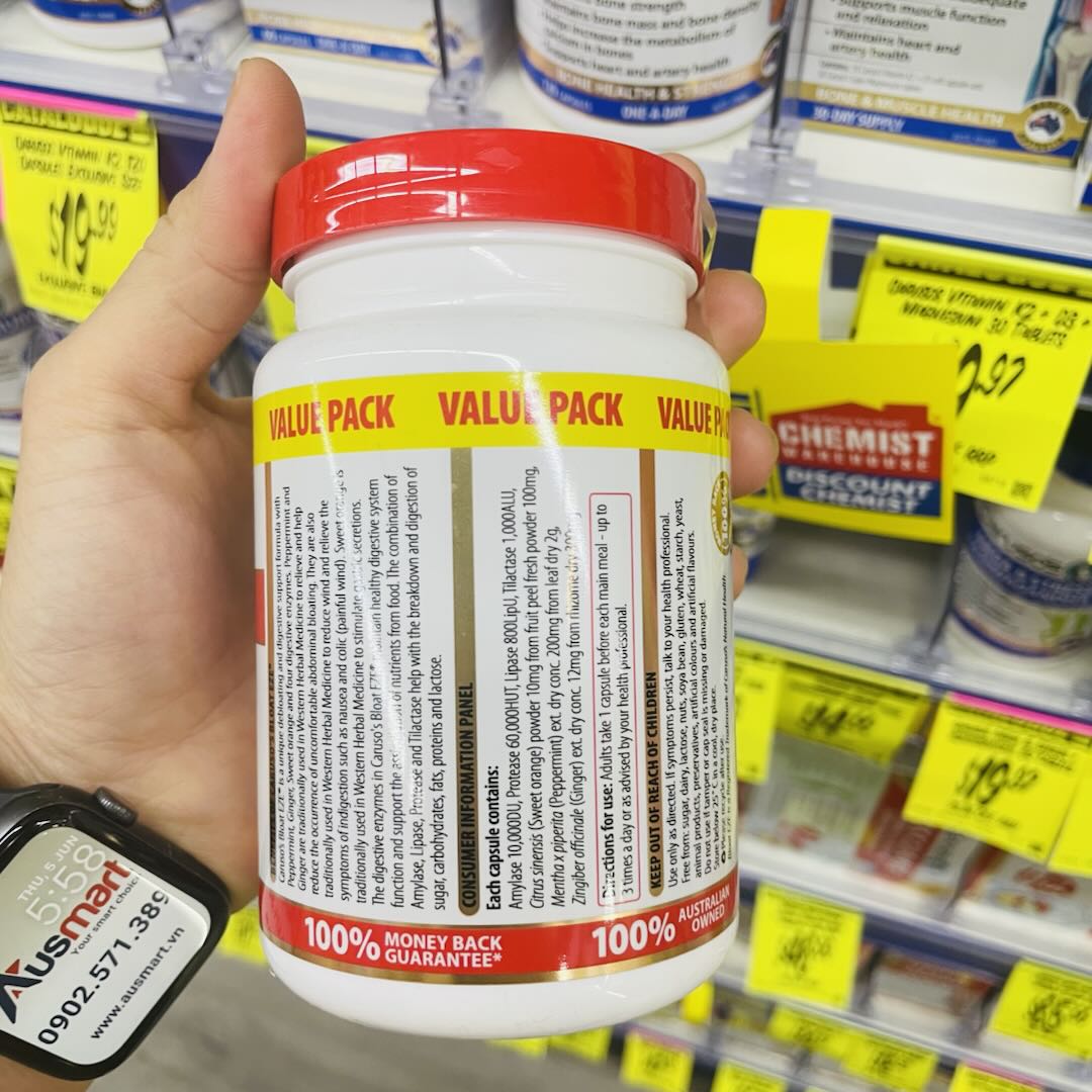 Viên uống hỗ trợ tiêu hóa Caruso's Bloat Eze