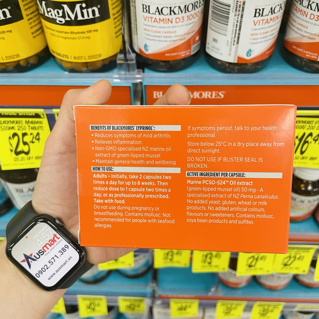 Viên uống hỗ trợ khớp từ dầu vẹm xanh Blackmores Lyprinol Marine 100 viên