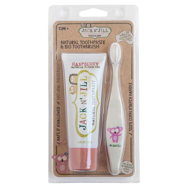 Kem đánh răng Jack N' Jill Úc Raspberry Natural 50g kèm bàn chải | Nhập khẩu chính hãng từ Úc
