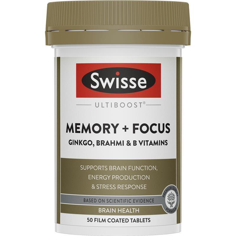 Swisse Ultiboost Memory + Focus tăng trí nhớ sự tập trung 50 viên | Sản phẩm Úc