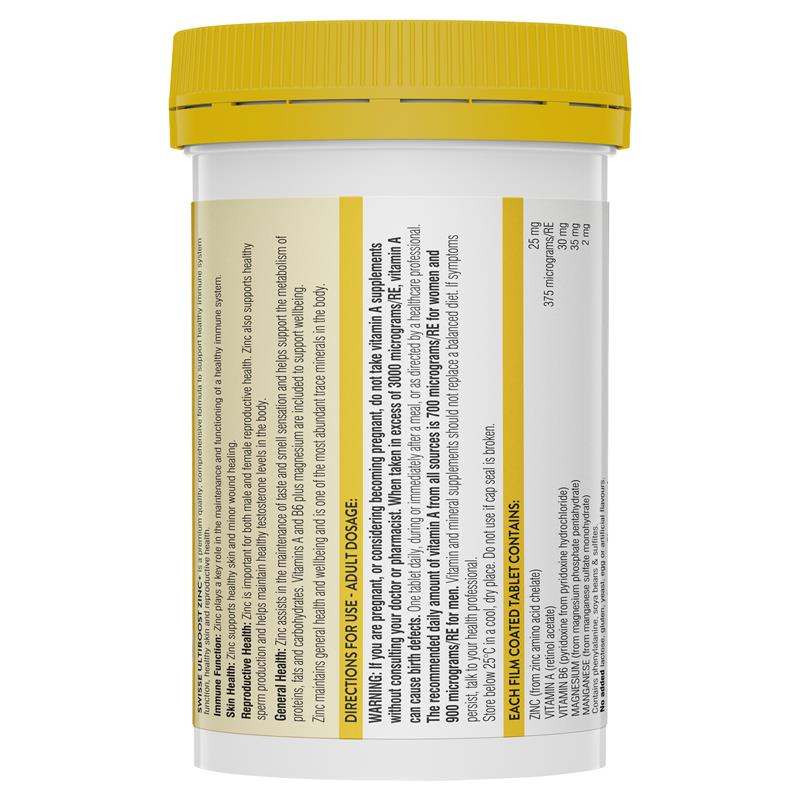 Viên uống bổ sung Kẽm Swisse Ultiboost Zinc+ 120 viên | Sản phẩm Úc chất lượng