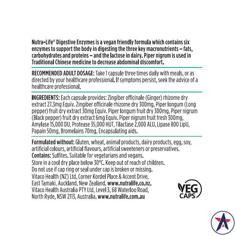 Bổ sung men tiêu hóa Nutra-Life Digestive Enzymes 60 viên