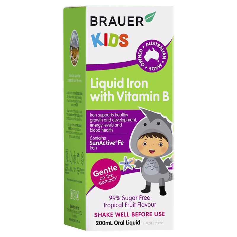 Sắt dạng nước kèm Vitamin B cho trẻ Brauer Kids Liquid Iron 200ml