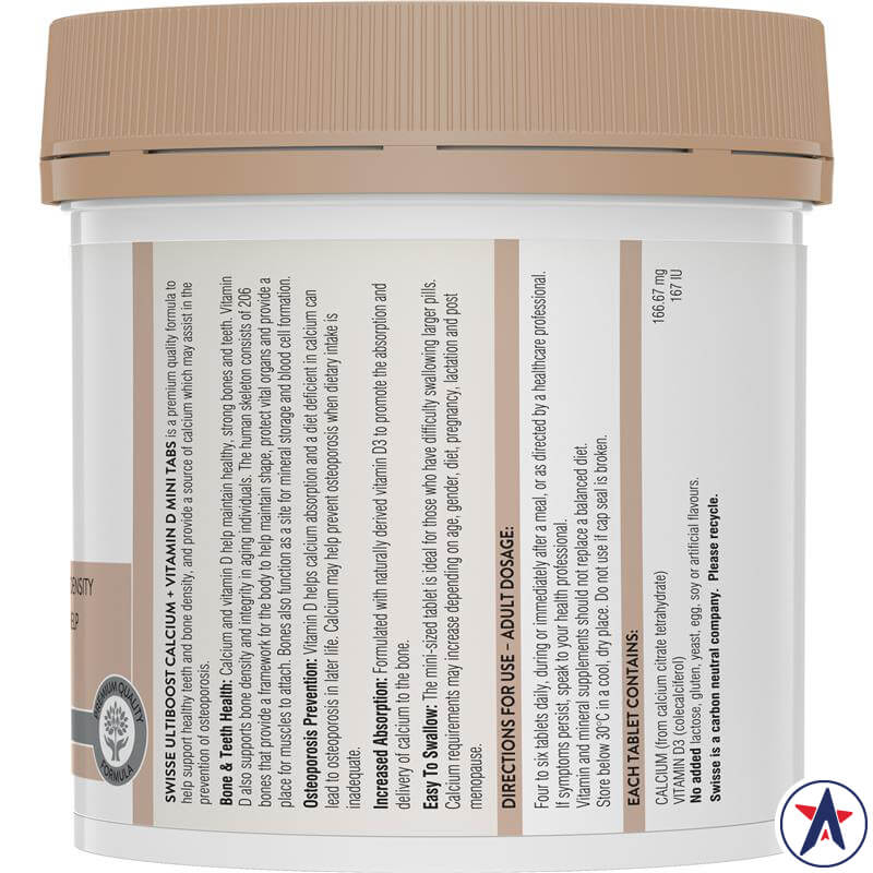 Bổ sung vitamin D & canxi Swisse Calcium + Vitamin D Mini Tabs 300 viên nhỏ