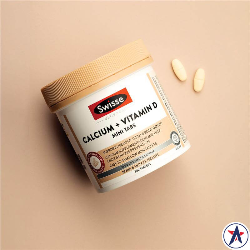 Bổ sung vitamin D & canxi Swisse Calcium + Vitamin D Mini Tabs 300 viên nhỏ