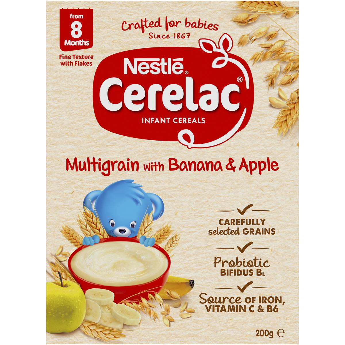 Bột ăn dặm Cerelac Nestlé cho bé Multigrain Banana & Apple 200g